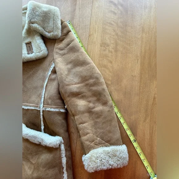 Men's Shearling Sheepskin Coat. Vintage Marlboro Man. Tan/Cream. Size XL - Picture 14 of 16